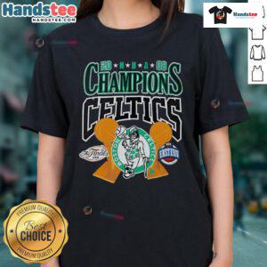 Boston Celtics Fanaticity Big Champ NBA Finals Champions Ladies Tee showcasing vibrant team colors and stylish design.