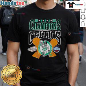 Boston Celtics Fanaticity Big Champ NBA Finals Champions T-Shirt in green, celebrating Celtics' victory and fan pride.
