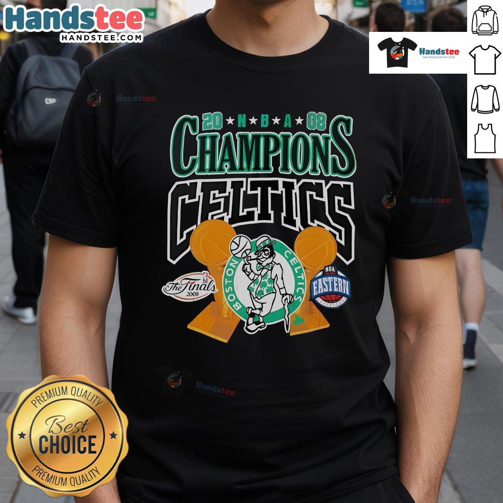 Boston Celtics Fanaticity Big Champ NBA Finals Champions T-Shirt in green, celebrating Celtics' victory and fan pride.