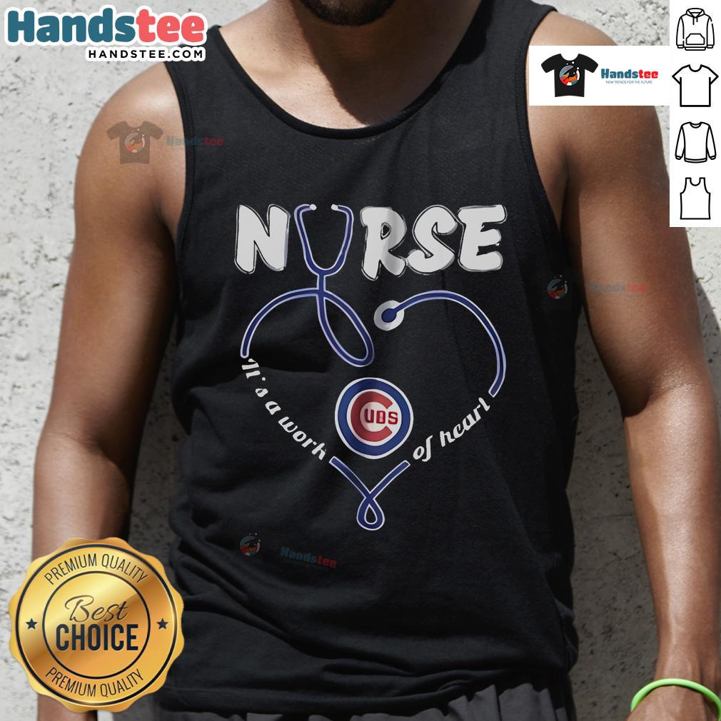 Stylish Nice Chicago Cubs Nurse It's A Work Of Heart tank top for baseball fans and healthcare workers.