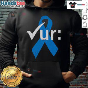 Nice colorectal colon cancer awareness blue ribbon colonoscopy hoodie promoting health and early detection.