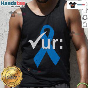 Nice colorectal cancer awareness blue ribbon tank top featuring colonoscopy design for promoting health and early detection.