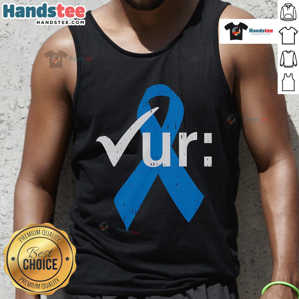 Nice colorectal cancer awareness blue ribbon tank top featuring colonoscopy design for promoting health and early detection.