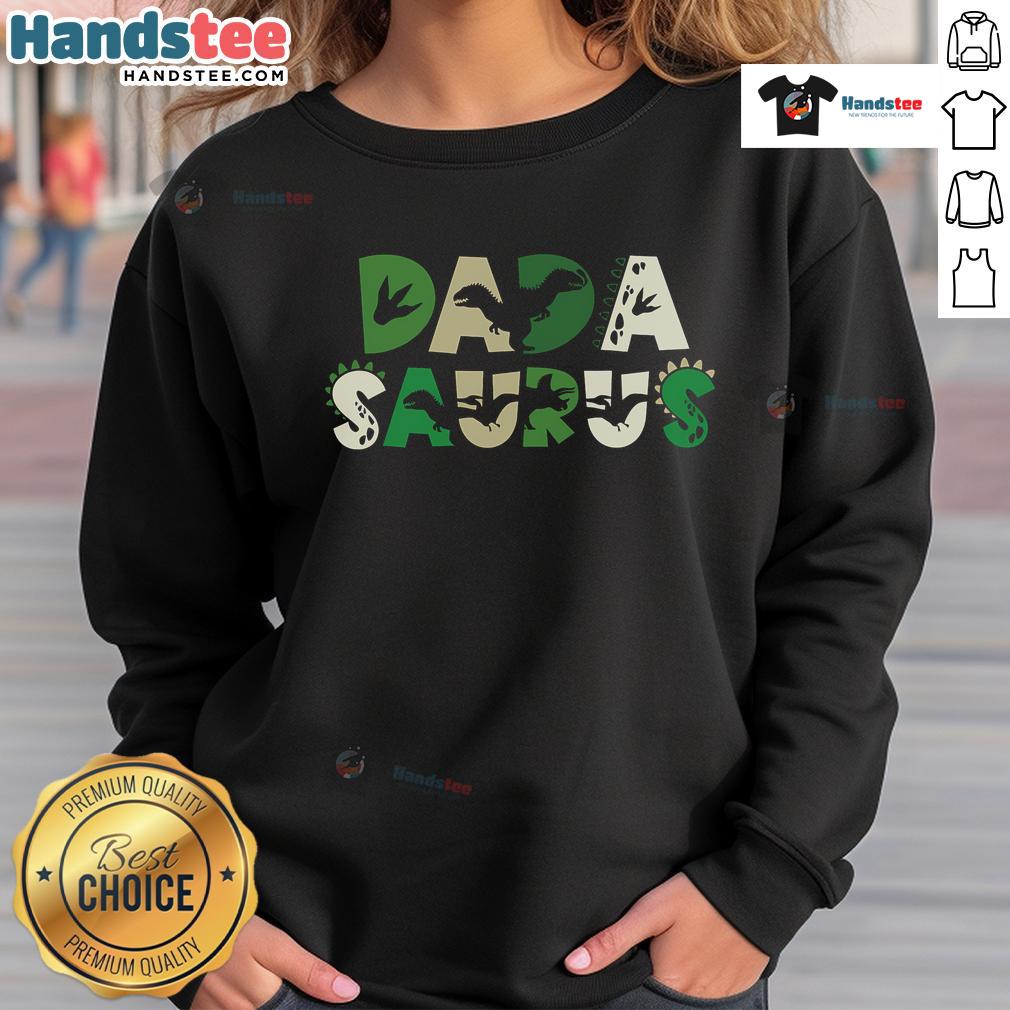Matching family birthday dinosaur sweatshirt featuring a cute Dadasaurus design for a fun celebration.