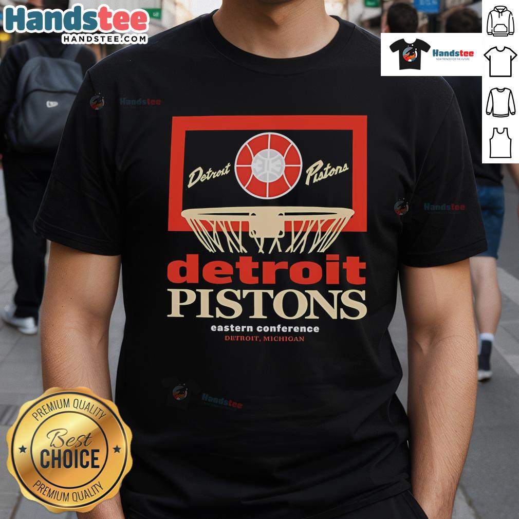 Alt Text: Nice Detroit Pistons Eastern Conference City Edition Backboard T-Shirt featuring vibrant team colors and logo.