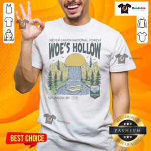 Nice Dieter Eagen National Forest Woe's Hollow hiking wildlife t-shirt featuring nature graphics and a vibrant design.