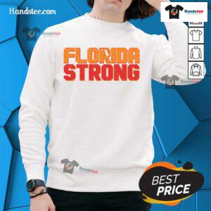 Alt Text: Cozy Nice Distressed Florida Strong Sweatshirt in navy blue, perfect for showing support and staying stylish.