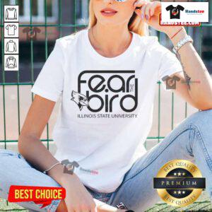 Illinois State University ISU logo on a stylish ladies tee, perfect for fans of Nice Fear the Bird apparel.