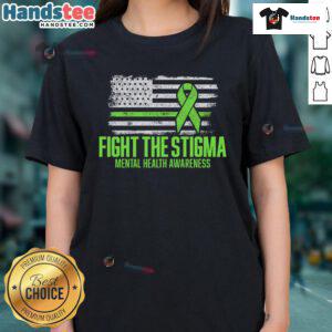 Nice Fight the Stigma American Flag Tee for Mental Health Awareness featuring great ladies' design.