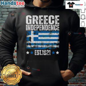 Alt Text: Nice Greece Independence Day hoodie featuring the Greek flag, established 1821, perfect for celebrating Greek heritage.