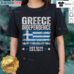Stylish ladies' tee featuring the Greek flag, celebrating Greece Independence Day, established 1821.