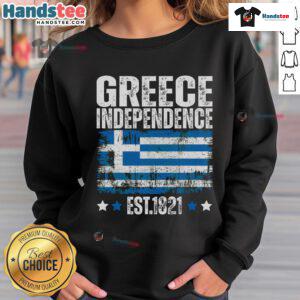 Nice Greece Independence Day sweatshirt featuring the Greek flag, established 1821, perfect for celebrating Greek heritage.