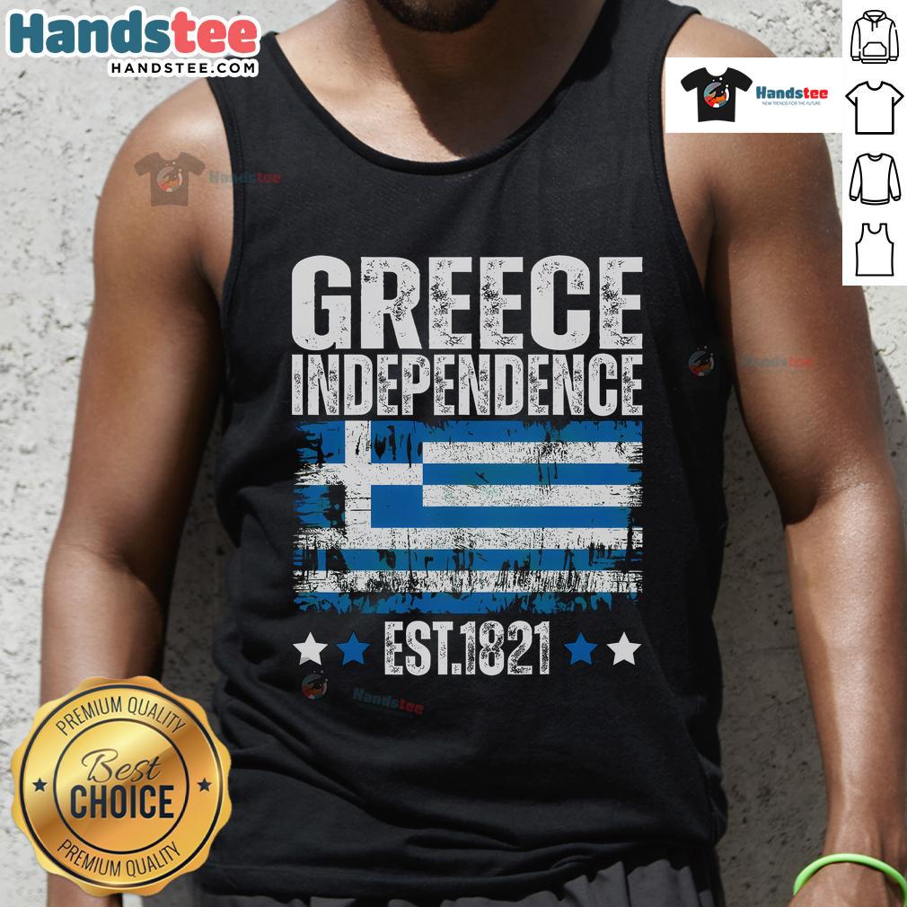 Stylish tank top featuring the Greek flag, celebrating Greece Independence Day, established 1821.