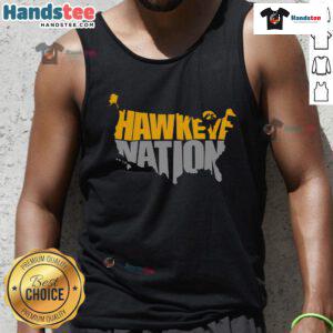 Alt Text: Iowa map tank top for Iowa lovers featuring Hawkeye Nation design in vibrant colors, perfect for summer wear.