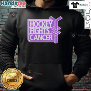 Stylish hoodie featuring 'Hockey Fights Cancer' design, perfect for hockey lovers supporting cancer awareness.