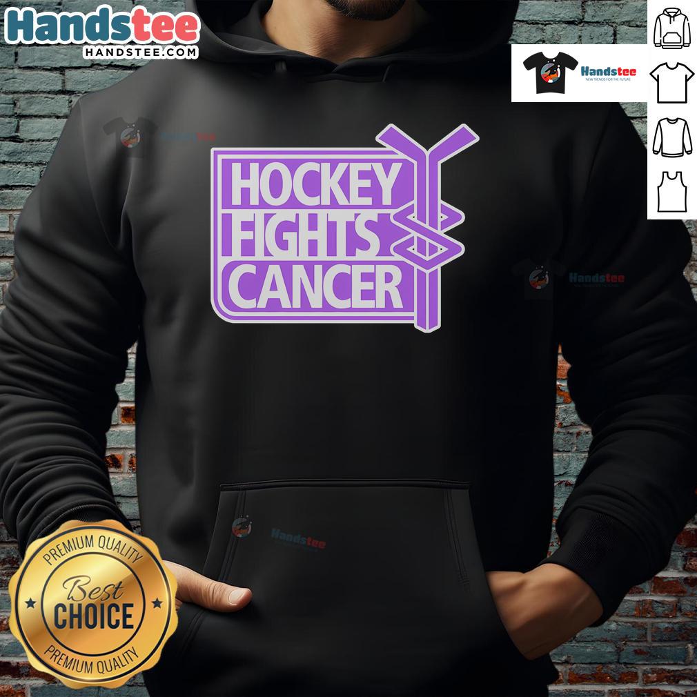 Stylish hoodie featuring 'Hockey Fights Cancer' design, perfect for hockey lovers supporting cancer awareness.