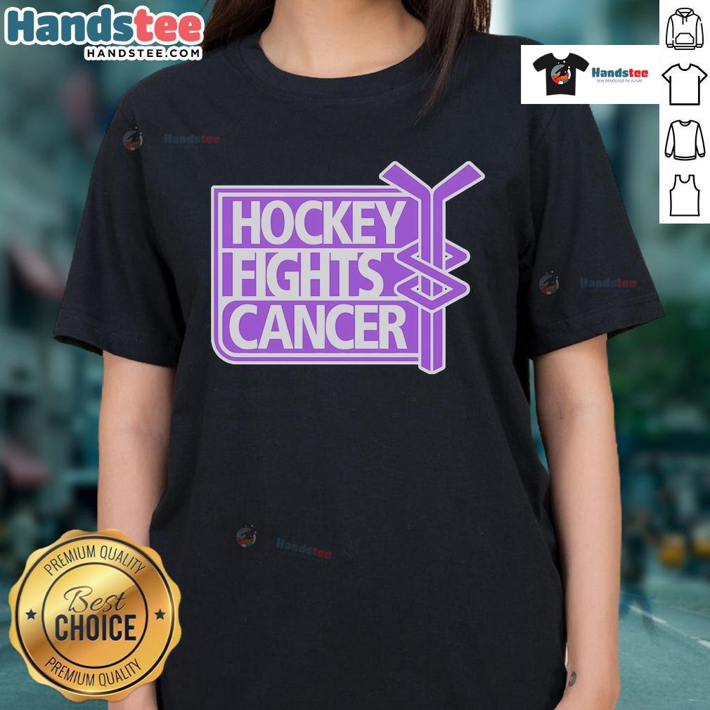 Nice Hockey Fights Cancer tee for hockey lovers, featuring a trendy design perfect for supporting a great cause.