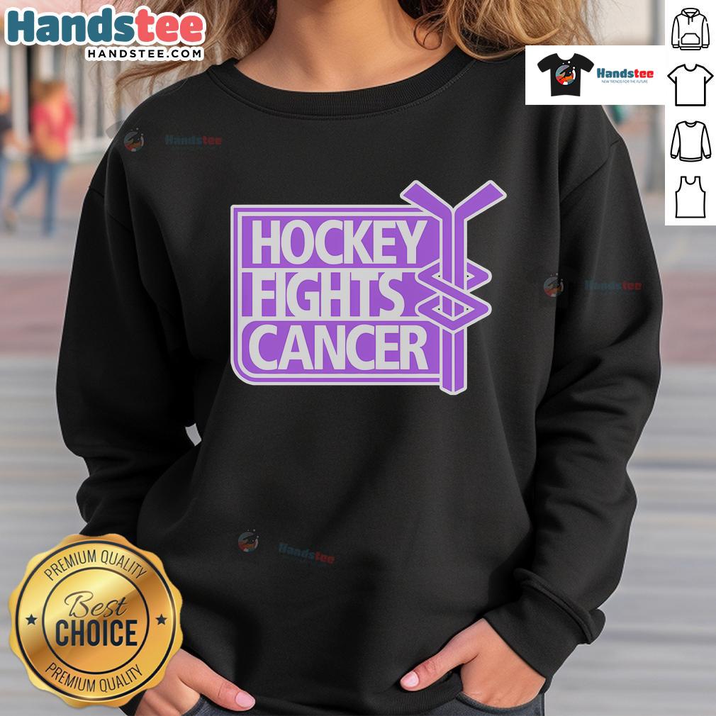 Nice Hockey Fights Cancer sweatshirt for hockey lovers, showcasing a trendy design supporting cancer awareness.