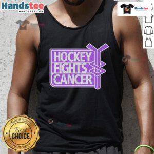 Trendy hockey lover tank top design supporting Hockey Fights Cancer with a stylish, bold graphic for fans.