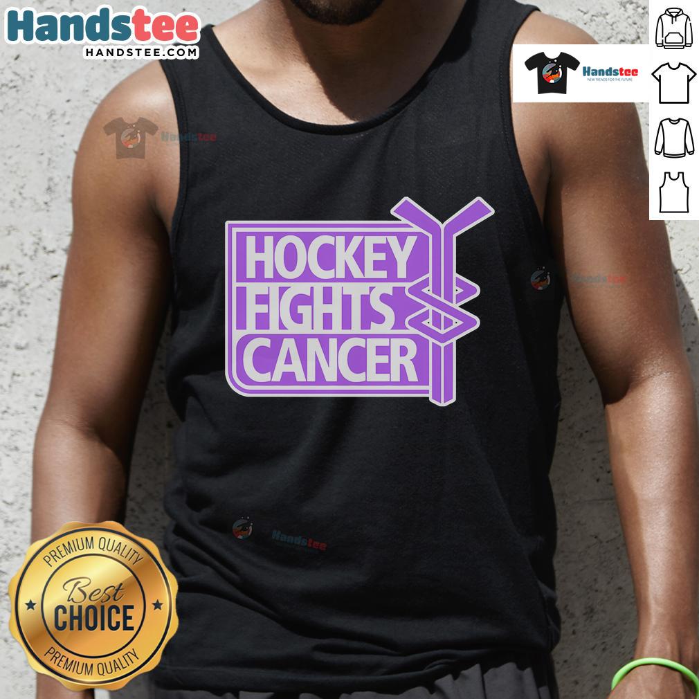 Trendy hockey lover tank top design supporting Hockey Fights Cancer with a stylish, bold graphic for fans.
