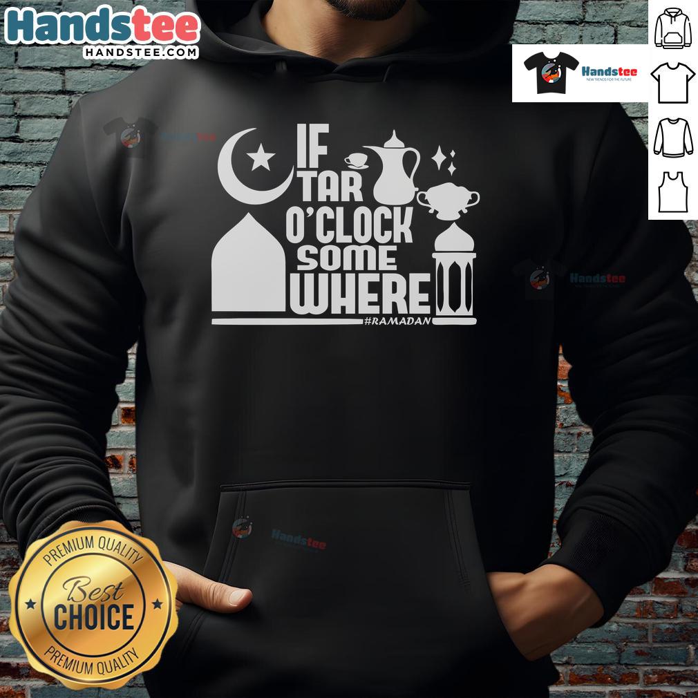 Stylish 'Nice-If-Tar-O-Clock-Somewhere' Ramadan hoodie featuring festive designs for Ramadan celebrations.