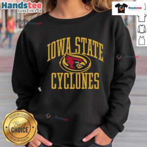 Cozy Nice Iowa State Cyclones arch sweatshirt in cardinal and gold, perfect for showing team spirit on game day.