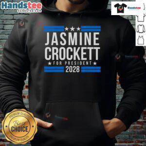Nice Jasmine Crockett for President 2028 hoodie featuring bold campaign graphics and a stylish design.
