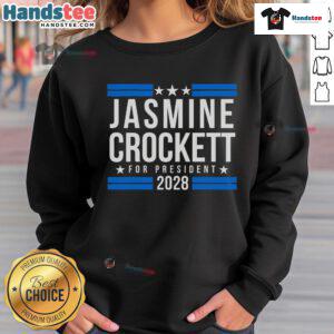 Nice Jasmine Crockett for President 2028 sweatshirt featuring bold graphics and a stylish design for campaign supporters.