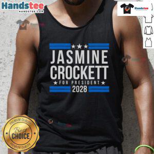 Alt Text: Nice Jasmine Crockett for President 2028 tank top featuring bold text and vibrant design, perfect for supporters.