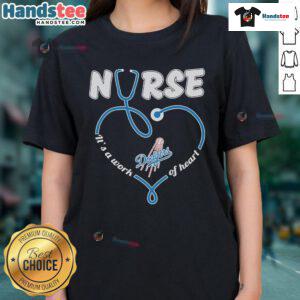 Nice Los Angeles Dodgers Nurse It's a Work of Heart Ladies Tee featuring team logo and heart design, perfect for fans.