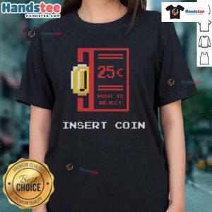 Retro 8-bit ladies tee featuring a Nice Mario coin insert and push-to-reject design, perfect for gaming fans.