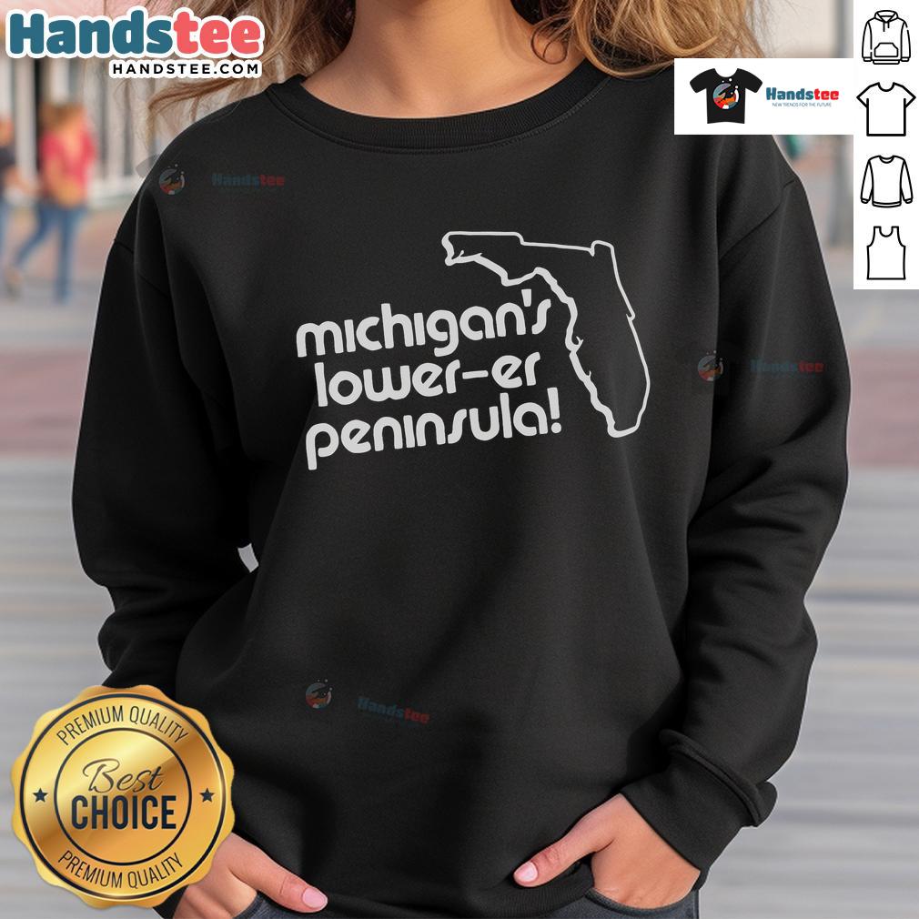 Cozy 'Nice Michigan's Lower Peninsula' sweatshirt featuring a vibrant design, perfect for showcasing Michigan pride.