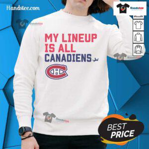 Nice Montreal Canadiens My Lineup sweatshirt in red, featuring team logo and stylish design for fans.