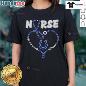 Nice Nurse It's A Work Of Heart Indianapolis Colts Ladies Tee featuring a stylish design for Colts fans and nurses.