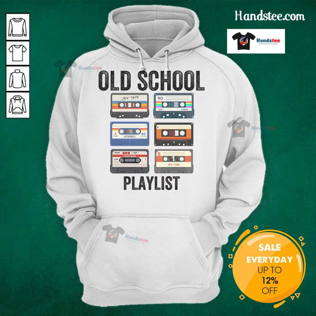 Vintage cassette tapes on a retro hoodie, showcasing a nice old school playlist and nostalgic memories from the 70s and 80s.