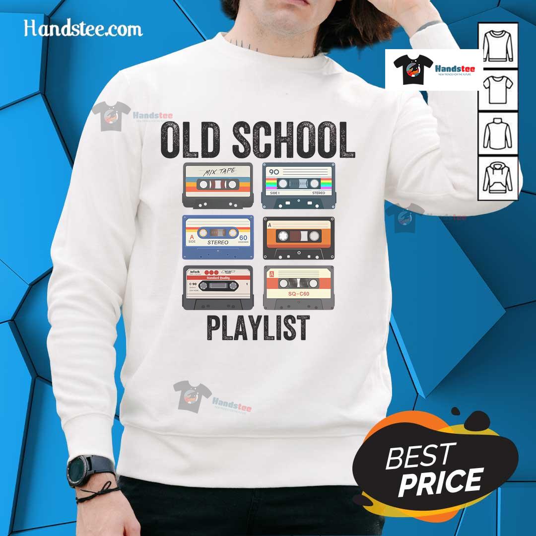 Alt Text: Vintage cassette tapes on a retro sweatshirt, evoking nostalgic memories of 70s and 80s old-school playlists.