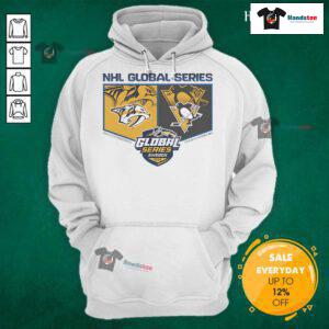 2025 Global Series hoodie featuring Pittsburgh Penguins vs Nashville Predators design, perfect for passionate fans.