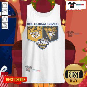 Fan wearing a Nice Pittsburgh Penguins vs Nashville Predators tank top at the 2025 Global Series event.