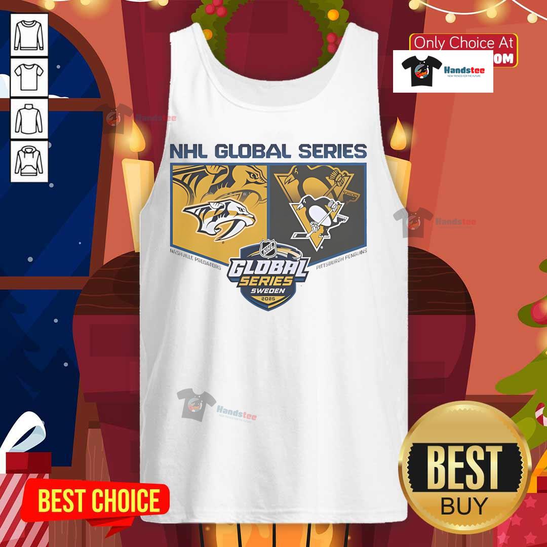 Fan wearing a Nice Pittsburgh Penguins vs Nashville Predators tank top at the 2025 Global Series event.