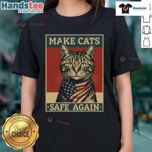 Vintage ladies tee featuring 'Make Cats Safe Again' slogan for the Nice Presidential Election, perfect for cat lovers.