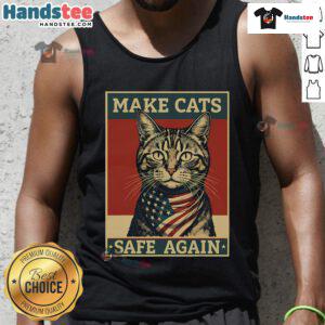 Vintage tank top featuring 'Make Cats Safe Again' slogan for the Nice Presidential Election, perfect for cat lovers.