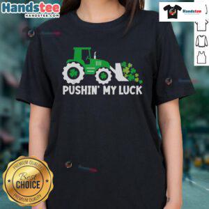 St. Patrick's Day ladies tee featuring a fun tractor truck design, perfect for celebrating in style and pushing your luck.