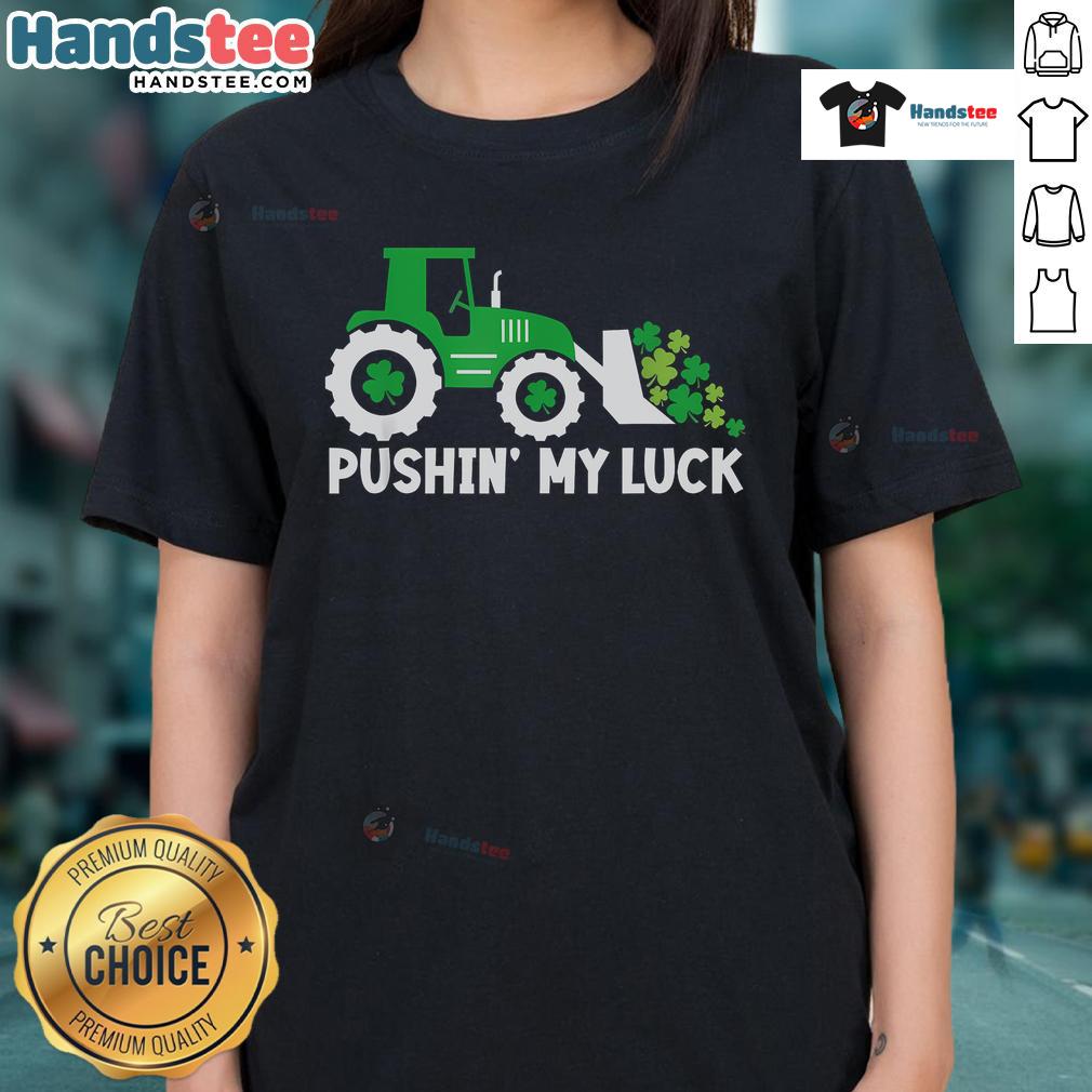 St. Patrick's Day ladies tee featuring a fun tractor truck design, perfect for celebrating in style and pushing your luck.