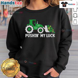 Alt Text: St. Patrick's Day sweatshirt featuring a tractor truck, perfect for celebrating with style and luck.