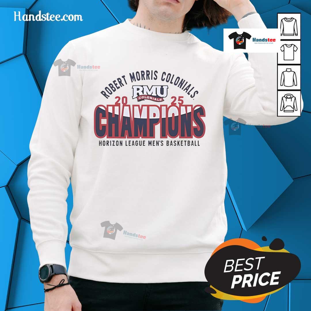Alt Text: Nice Robert Morris Colonials men's basketball Horizon League Tournament Champions 2025 sweatshirt in navy blue.