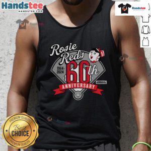 Celebrate with the Nice Rosie Reds 60th Anniversary tank top featuring vibrant colors and stylish design.