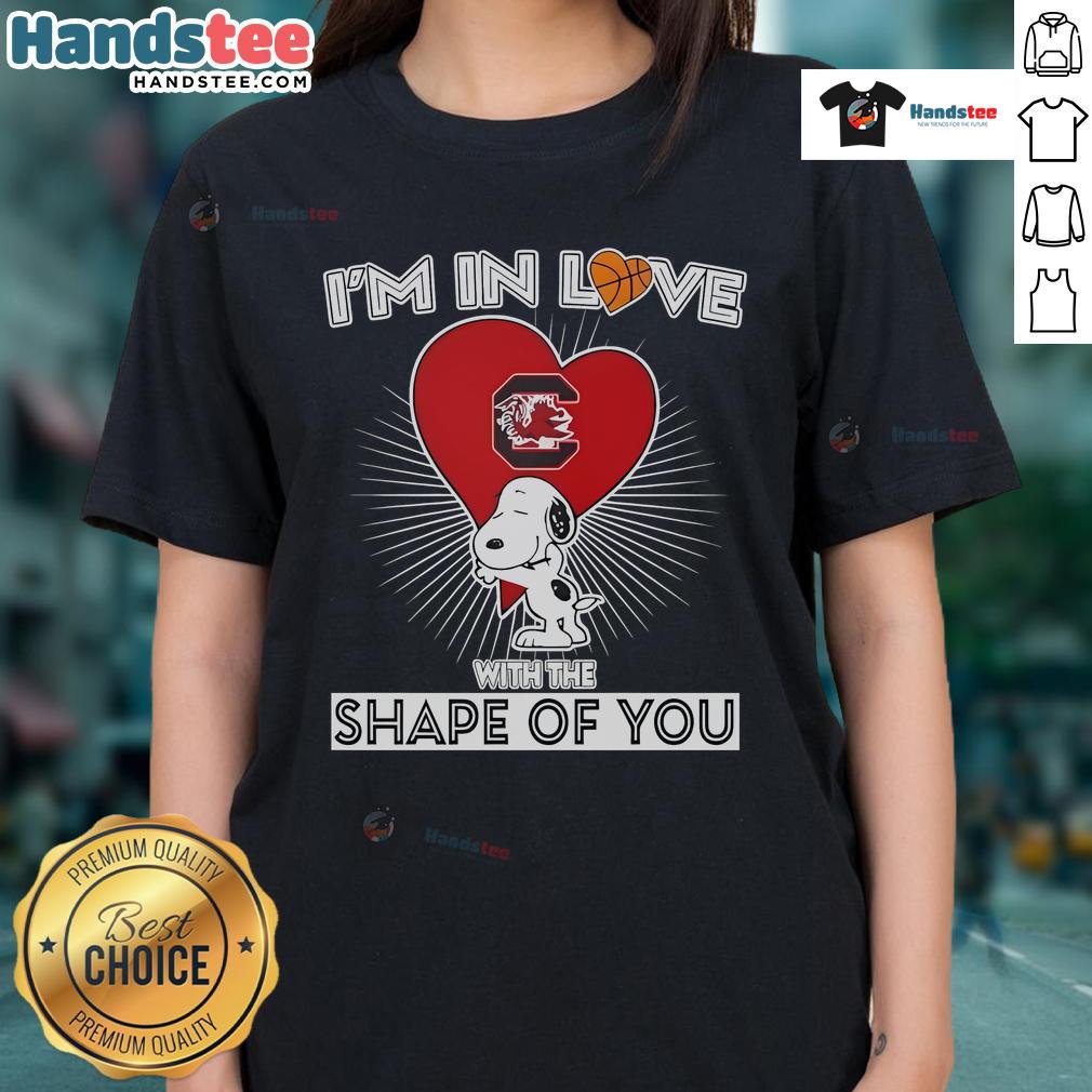Ladies tee featuring 'I'm In Love With The Shape Of You' design for South Carolina Gamecocks fans.