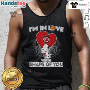 South Carolina Gamecocks tank top with 'I'm In Love With The Shape Of You' design, perfect for fans and summer style.