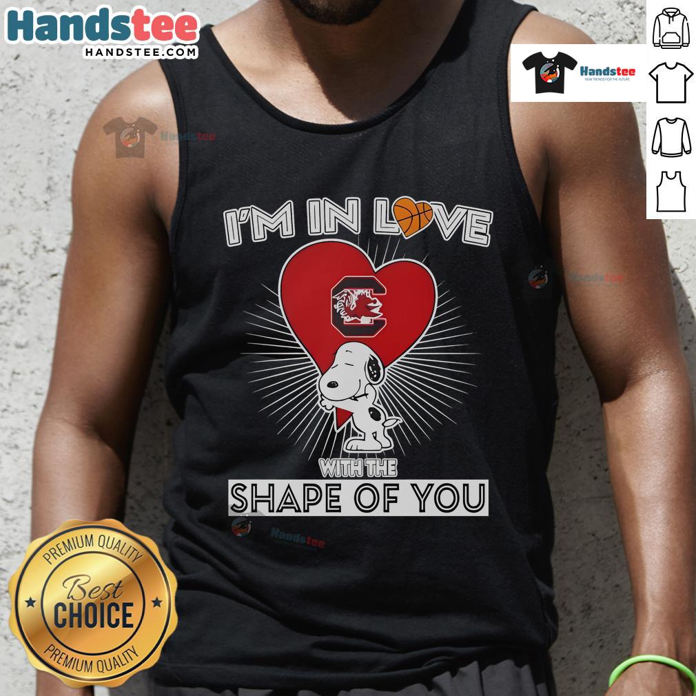 South Carolina Gamecocks tank top with 'I'm In Love With The Shape Of You' design, perfect for fans and summer style.
