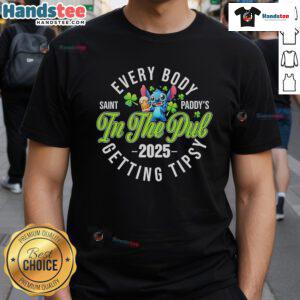 Nice Stitch Everybody Saint Paddy's In The Pul Gettin Tipsy 2025 T-Shirt featuring festive design for St. Patrick's Day.